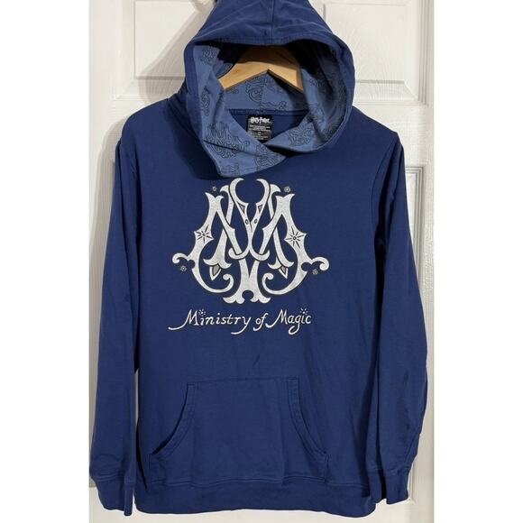 Harry Potter Ministry Of Magic JUNIORS Girls Cowl Neck Hoodie 2XL Hot Topic Blue - Picture 1 of 3